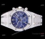 AAA Grade Audemars Piguet Royal Oak SS Diamonds Watches Blue Chronograph Dial